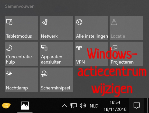 Windows actiecentrum wijzigen